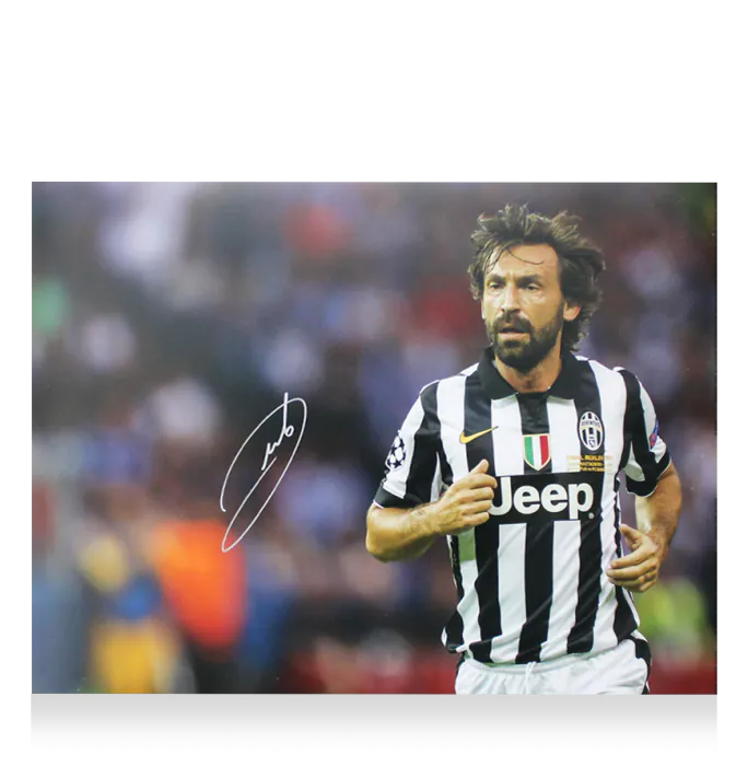 Andrea Pirlo Signed Juventus Photo In Black Wooden Frame: UEFA