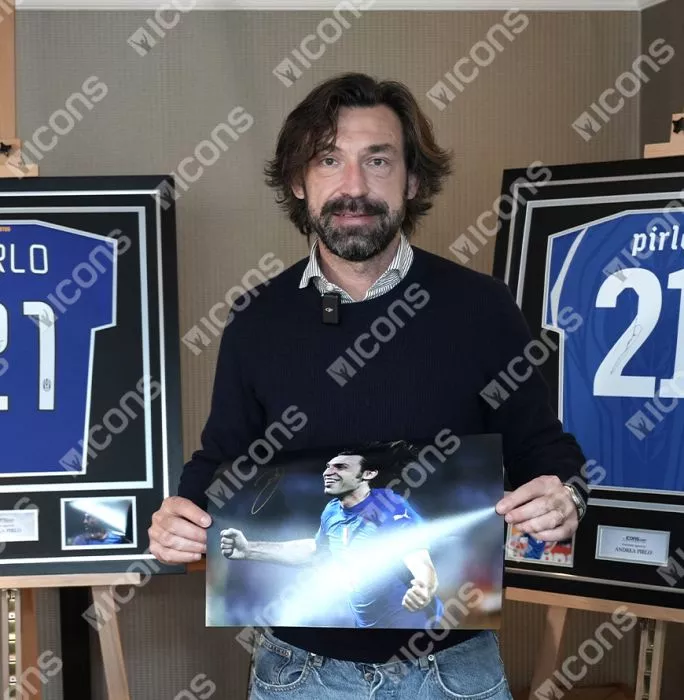 Andrea Pirlo Signed Italy Photo In Black Wooden Frame: FIFA