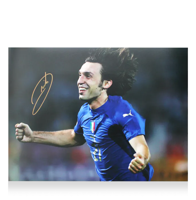 Andrea Pirlo Signed Italy Photo In Black Wooden Frame: FIFA World