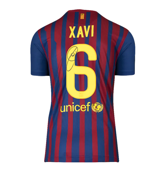 Xavi Official UEFA Champions League Back Signed and Framed FC
