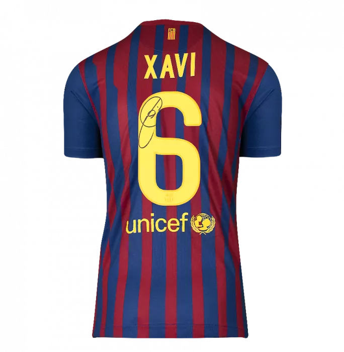 Xavi Official FC Barcelona Back Signed and Framed 2011-12