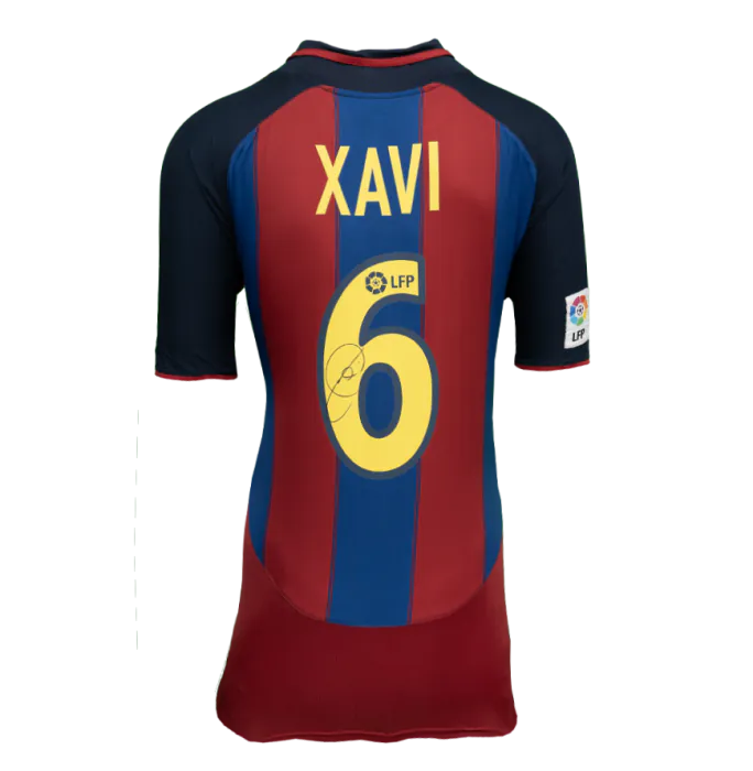 Xavi Official FC Barcelona Back Signed and Framed 2003-04 Home Shirt