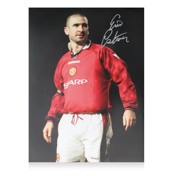 Eric Cantona Signed Manchester United Photo In Black Wooden Frame