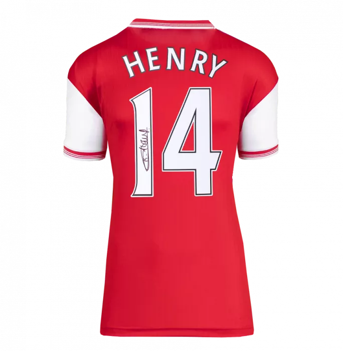 Thierry Henry Back Signed Arsenal Retro Home Shirt with Fan