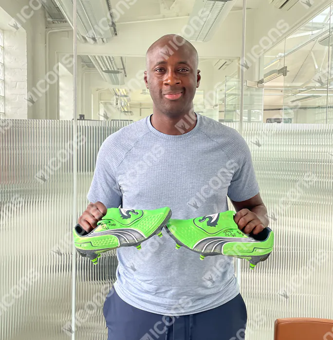 Yaya Toure Signed Puma Boot In Acrylic Case
