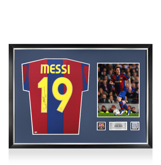 Lionel Messi Official FC Barcelona Back Signed and Framed 2007-08