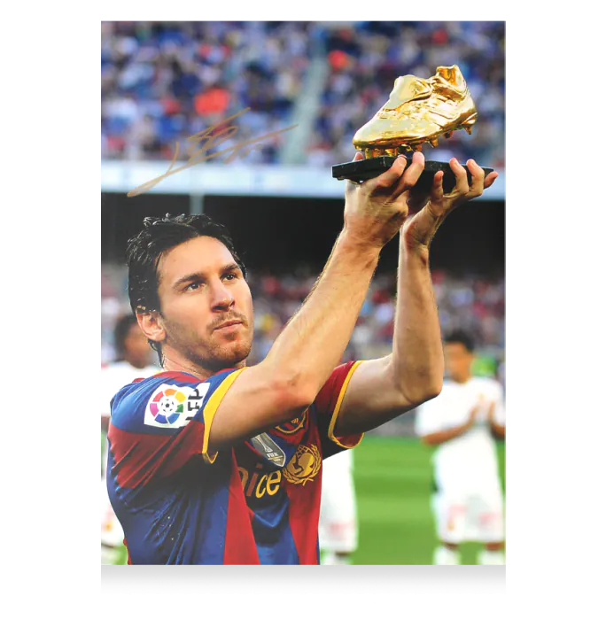 Lionel Messi Signed FC Barcelona Photo In Black Wooden Frame