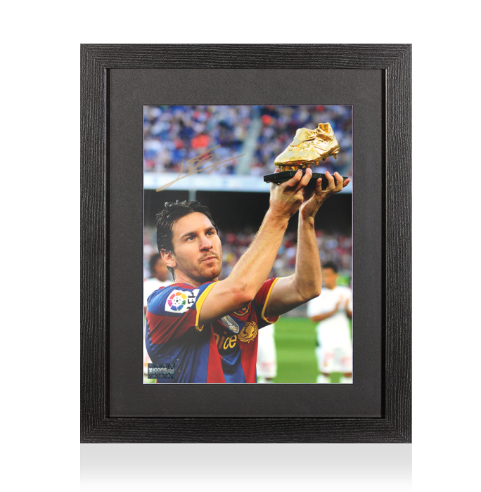 Lionel Messi Signed FC Barcelona Photo In Black Wooden Frame