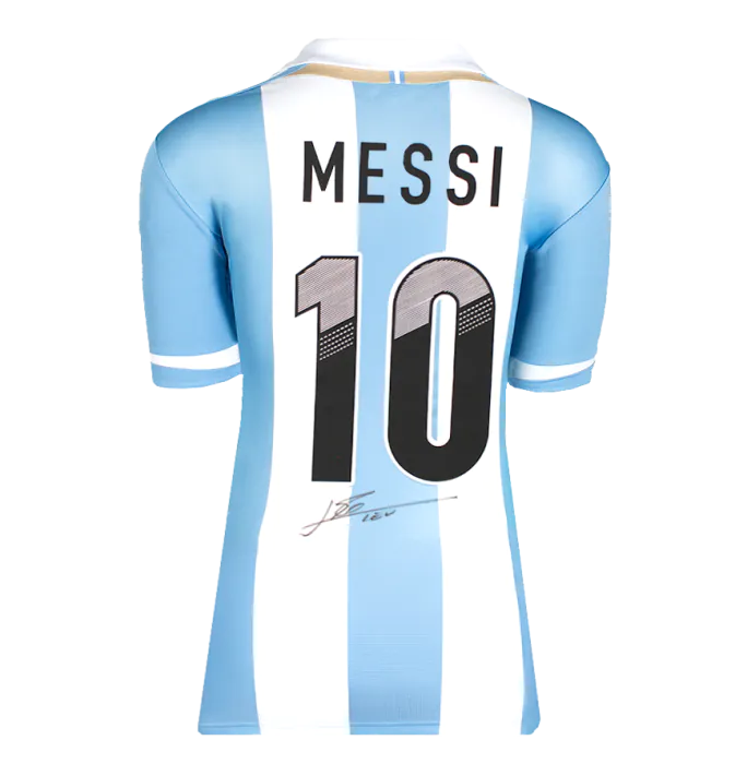 Lionel Messi Back Signed Argentina 2011-13 Home Shirt In Hero