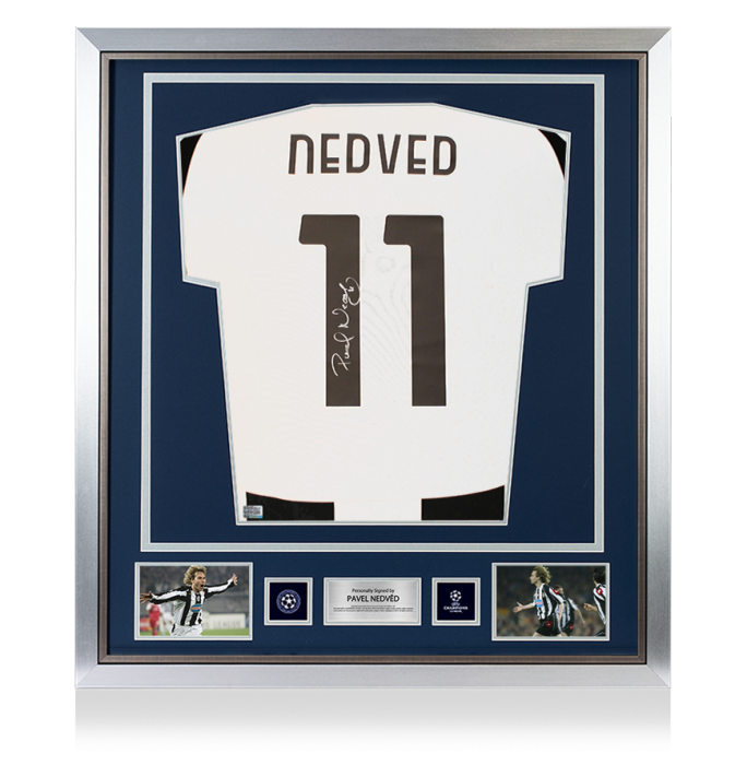 Pavel Nedved Official UEFA Champions League Back Signed and Framed