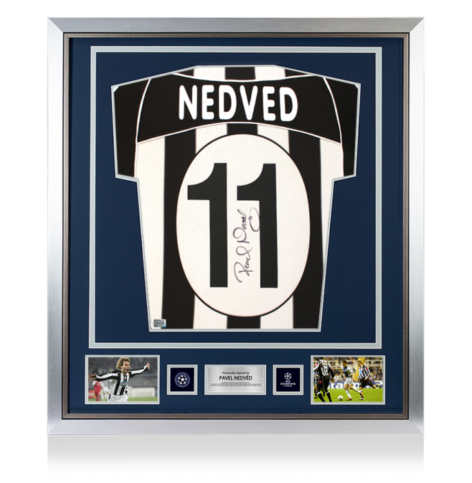 Pavel Nedved Official UEFA Champions League Back Signed and Framed