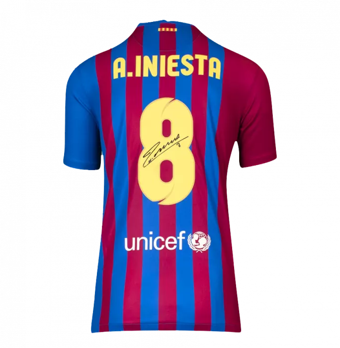 Andres Iniesta Official FC Barcelona Back Signed and Framed