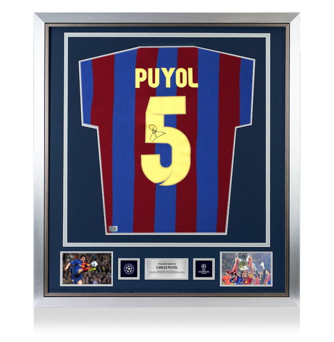 Carles Puyol Official UEFA Champions League Back Signed and Framed