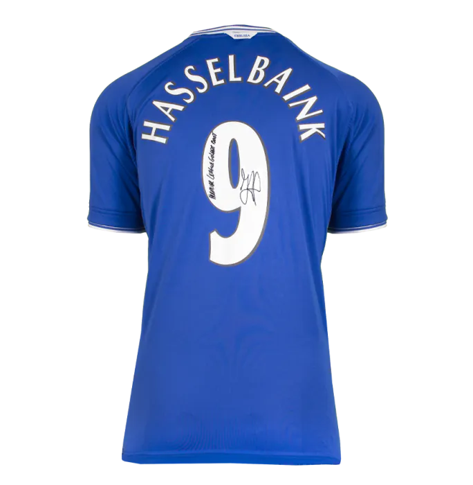 Jimmy Floyd Hasselbaink Back Signed Chelsea 2000 Home Shirt