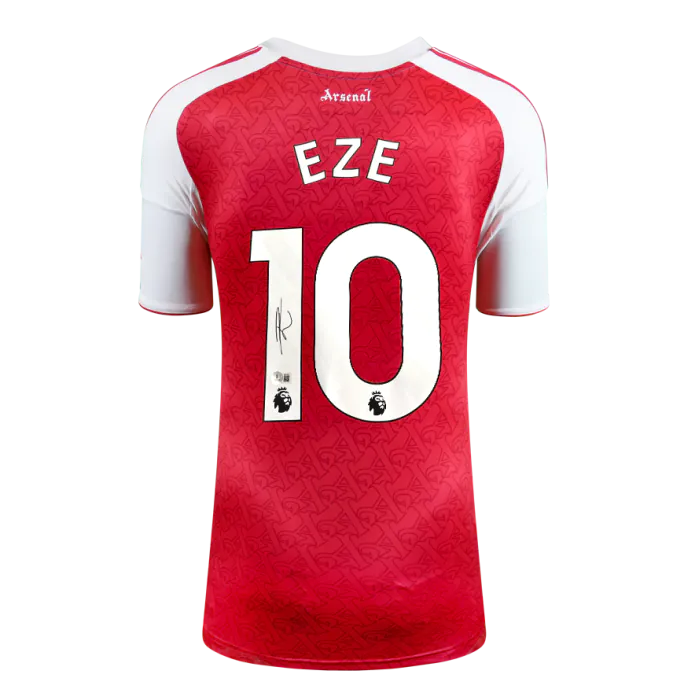 Eberechi Eze Back Signed Arsenal 2025-26 Home Shirt In Hero Frame