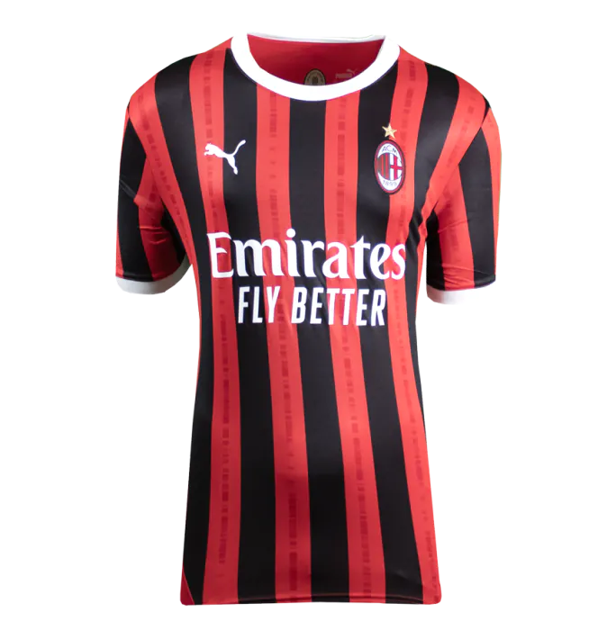 Rafael Leao Back Signed AC Milan 2024-25 Home Shirt In Classic Frame