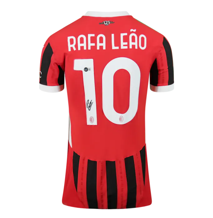 Rafael Leao Back Signed AC Milan 2024-25 Home Shirt In Classic Frame