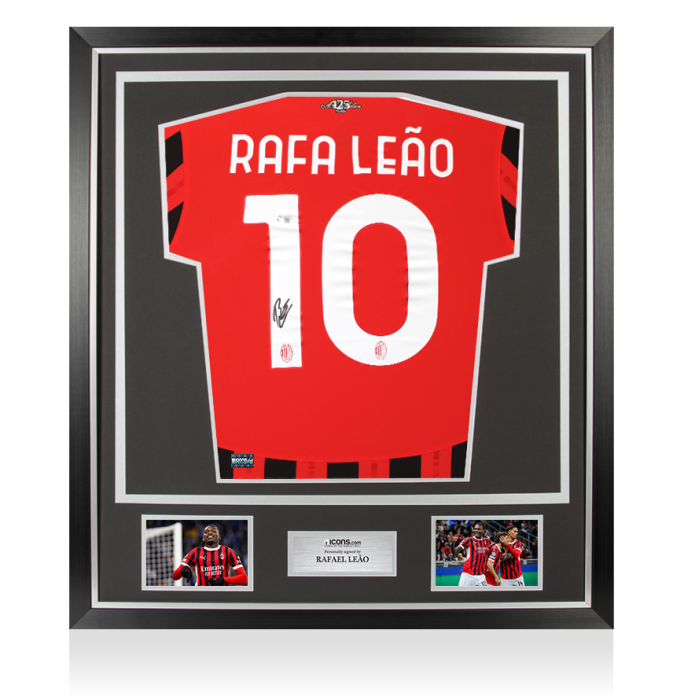 MVPs MYSTERYBOX AC Milan R・LEAO直筆サイン Rafael Leao Back Signed AC Milan 2024-25 Home Shirt In Classic Frame