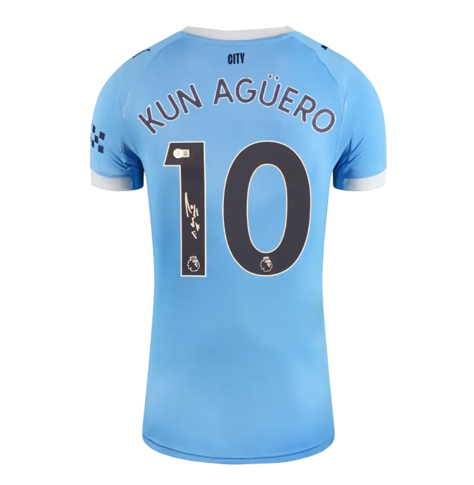 Sergio Aguero Back Signed Manchester City 2025-26 Home Shirt In