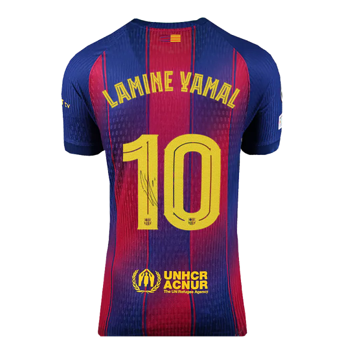 Lamine Yamal Official FC Barcelona Back Signed and Framed 2025-26