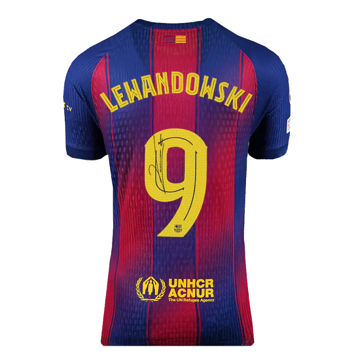 Robert Lewandowski Official FC Barcelona Back Signed and Framed