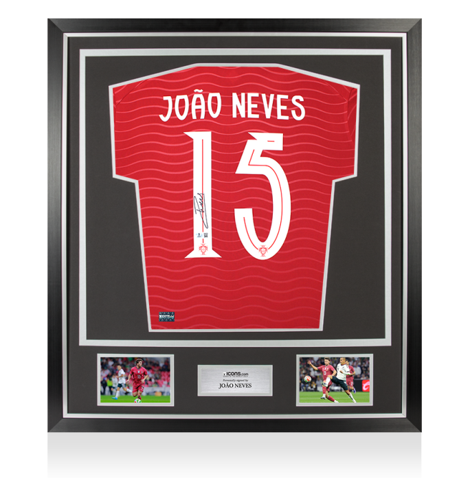 Joao Neves Back Signed Portugal 2026 Home Shirt In Classic Frame