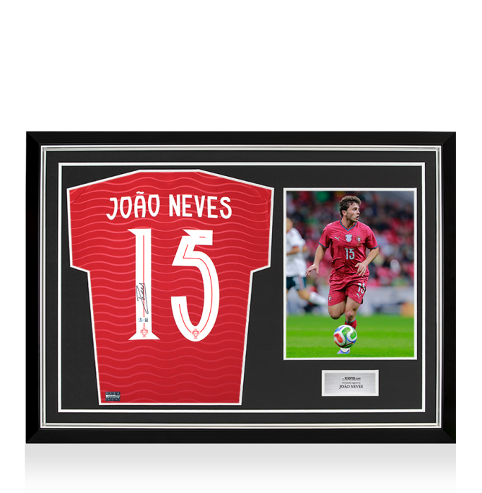 Joao Neves Back Signed Portugal 2026 Home Shirt In Hero Frame