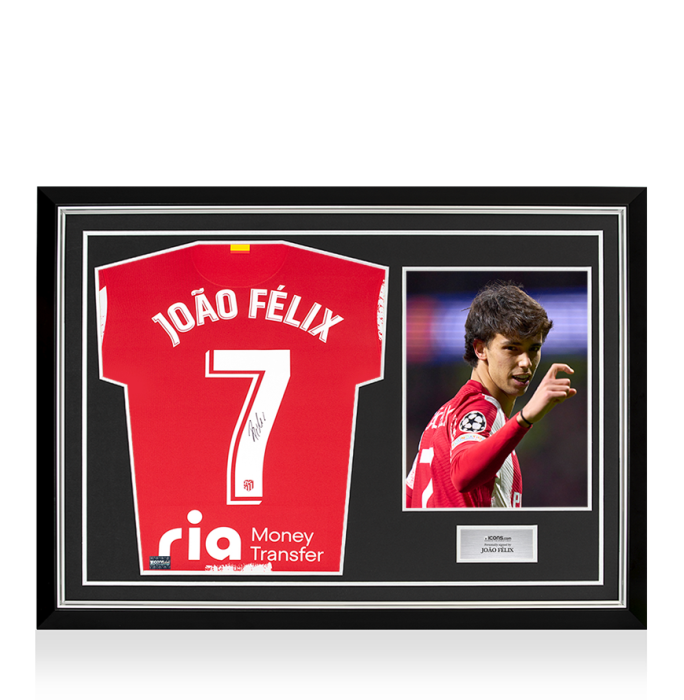 Joao Felix Back Signed Atletico Madrid 2021-22 Home Shirt In Hero