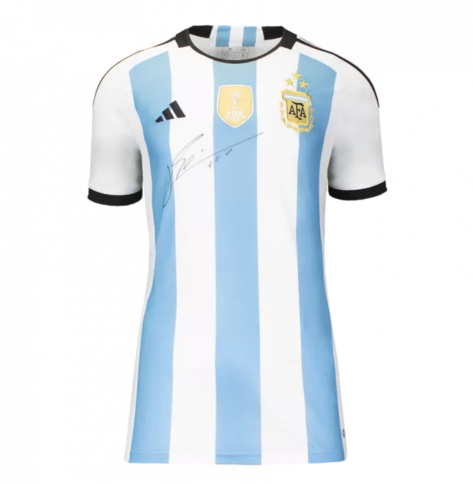 メッシ FIFAワールドカップサインフレーム入りアルゼンチン2022ホームシャツ Lionel Messi Official 2022 FIFA World Cup™ Front Signed and