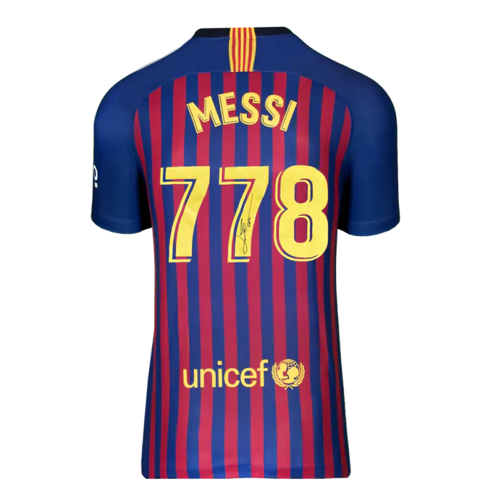 Lionel Messi Official FC Barcelona Back Signed and Framed 2018-19