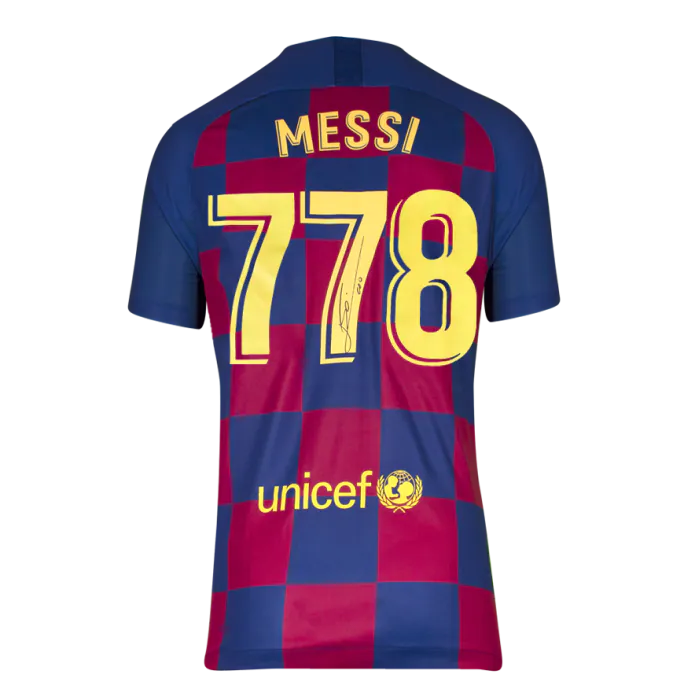 Lionel Messi Official UEFA Champions League Autographed and Hero