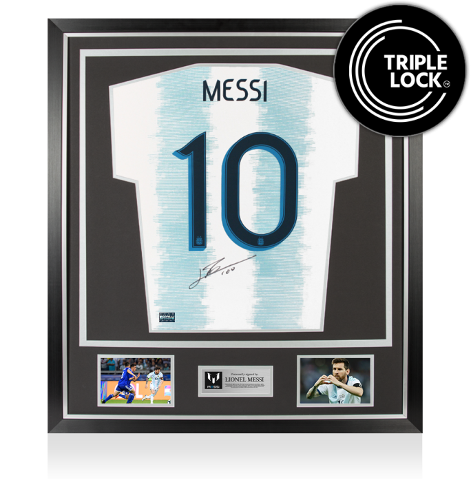 Lionel Messi Back Signed Argentina Copa America 2019 Home Shirt In