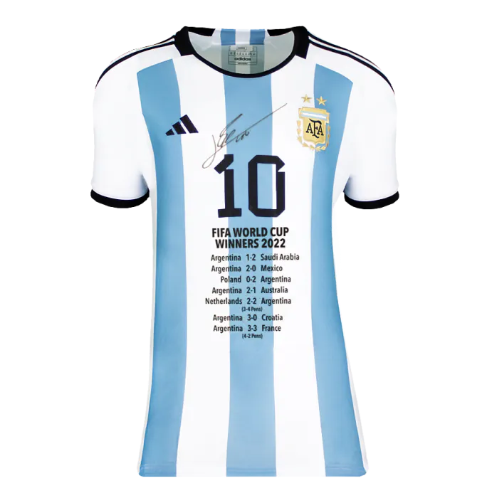 メッシ FIFAワールドカップサインフレーム入りアルゼンチン2022ホームシャツ Lionel Messi Official 2022 FIFA World Cup™ Front Signed and Framed