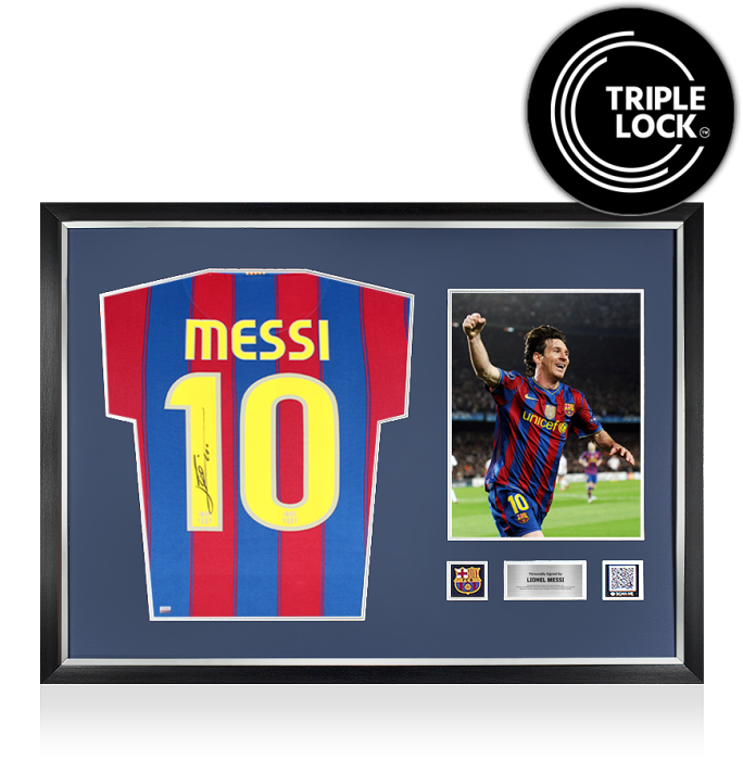 Lionel Messi Official FC Barcelona Back Signed and Framed 2009-10