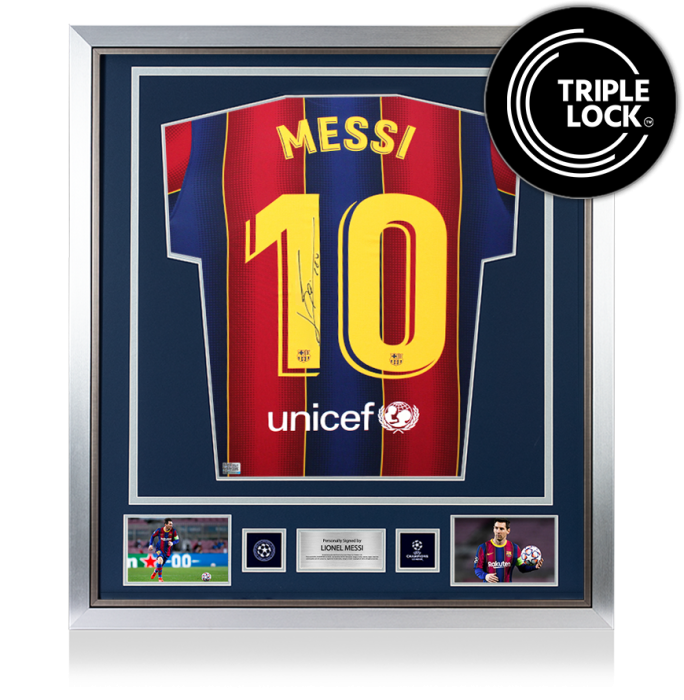 Lionel Messi Official UEFA Champions League Autographed and Framed