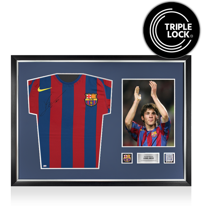 Lionel Messi Official FC Barcelona Front Signed and Framed 2005-06