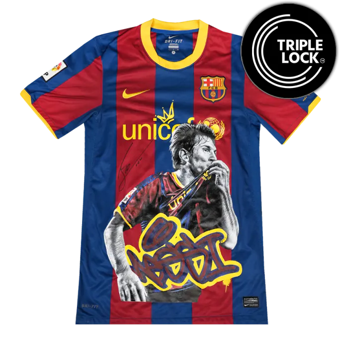 Lionel Messi Signed FC Barcelona 2010-11 Home Shirt In Hero Frame