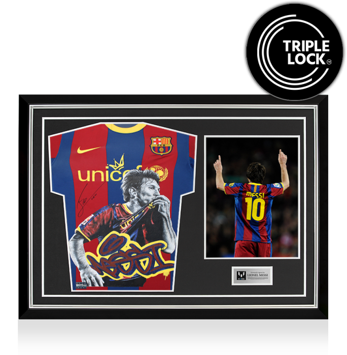 Lionel Messi Signed FC Barcelona 2010-11 Home Shirt In Hero Frame