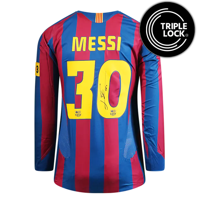 Lionel Messi Official FC Barcelona Back Signed and Framed 2005-06