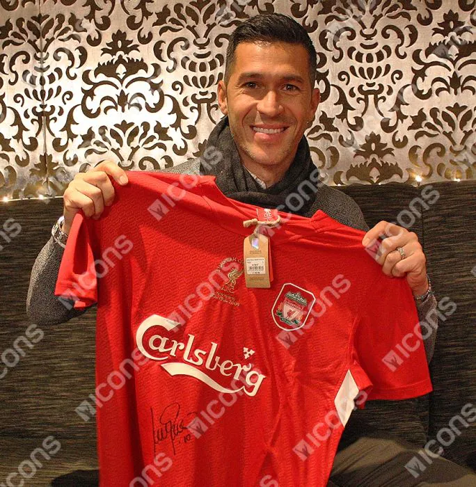 Luis Garcia Front Signed Liverpool 2004-05 Home Shirt In Hero