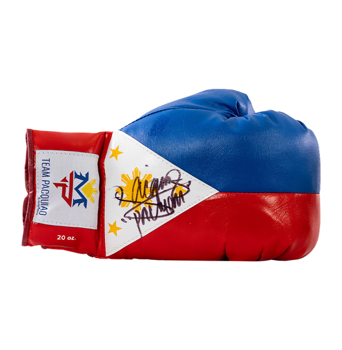 Manny Pacquiao Signed Blue, White and Red Team Pacquiao Boxing Glove
