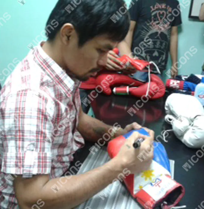 Manny Pacquiao Signed Blue, White and Red Team Pacquiao Boxing Glove