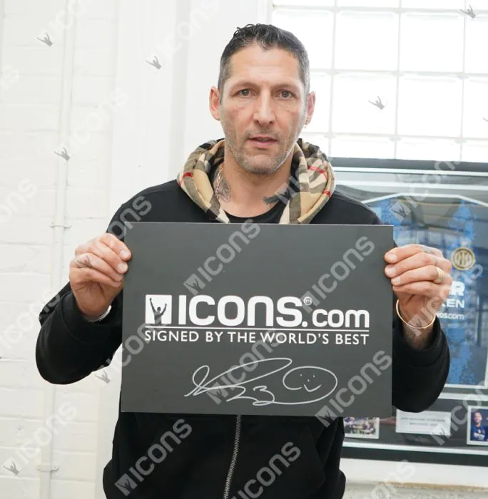 Marco Materazzi Signed Internazionale Photo In Black Wooden Frame