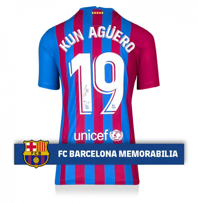 Sergio Aguero Official FC Barcelona Back Signed and Framed