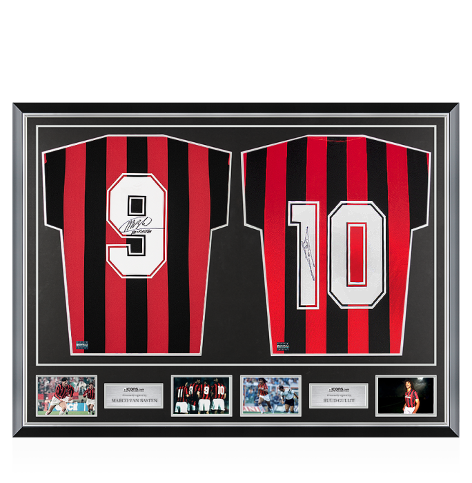 Marco van Basten & Ruud Gullit Signed AC Milan Shirts In Classic
