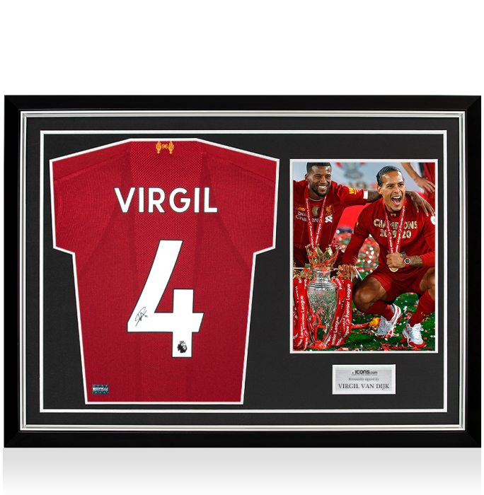 Virgil van Dijk Back Signed Liverpool 2019-20 Home Shirt In Hero