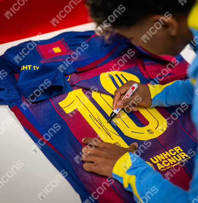 Lamine Yamal Official FC Barcelona Back Signed and Framed 2025-26
