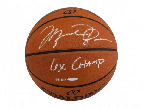 PRE-ORDER Michael Jordan Signed Spalding Basketball: “6x Champ” Inscription