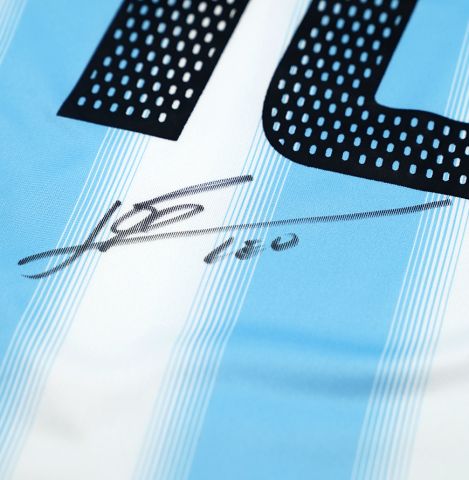 Lionel Messi Signed 2004-05 Argentina Home & Away Shirts In Classic Dual Frame: Argentina Debut Season Edition