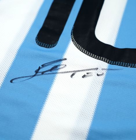 Lionel Messi Official 2010 FIFA World Cup™ Back Signed and Framed Argentina 2010-11 Home Shirt